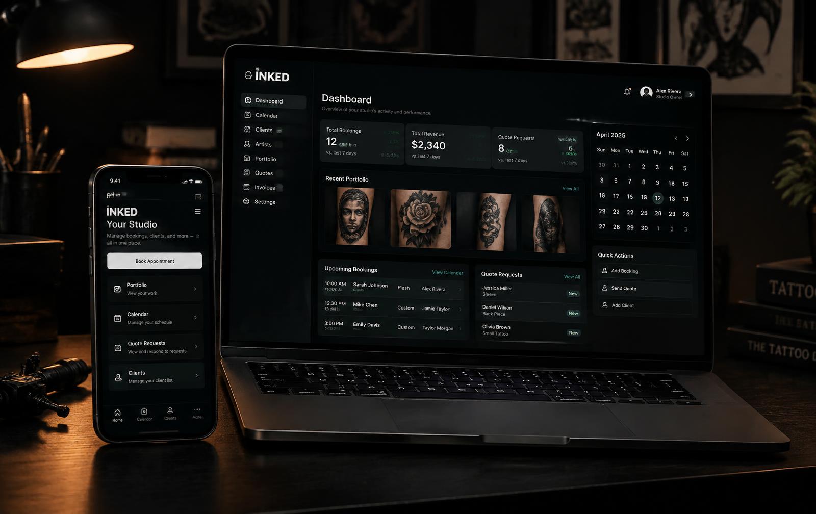 Aplicativo Krommya e painel de gestão para estúdios de tatuagem